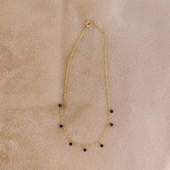 Brandy Melville Purple Beaded Gold Ball Necklace